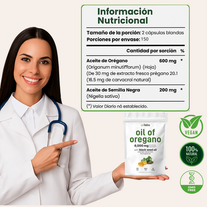 Aceite De Orégano 6000 Mg 60 capsulas 50% De Descuento