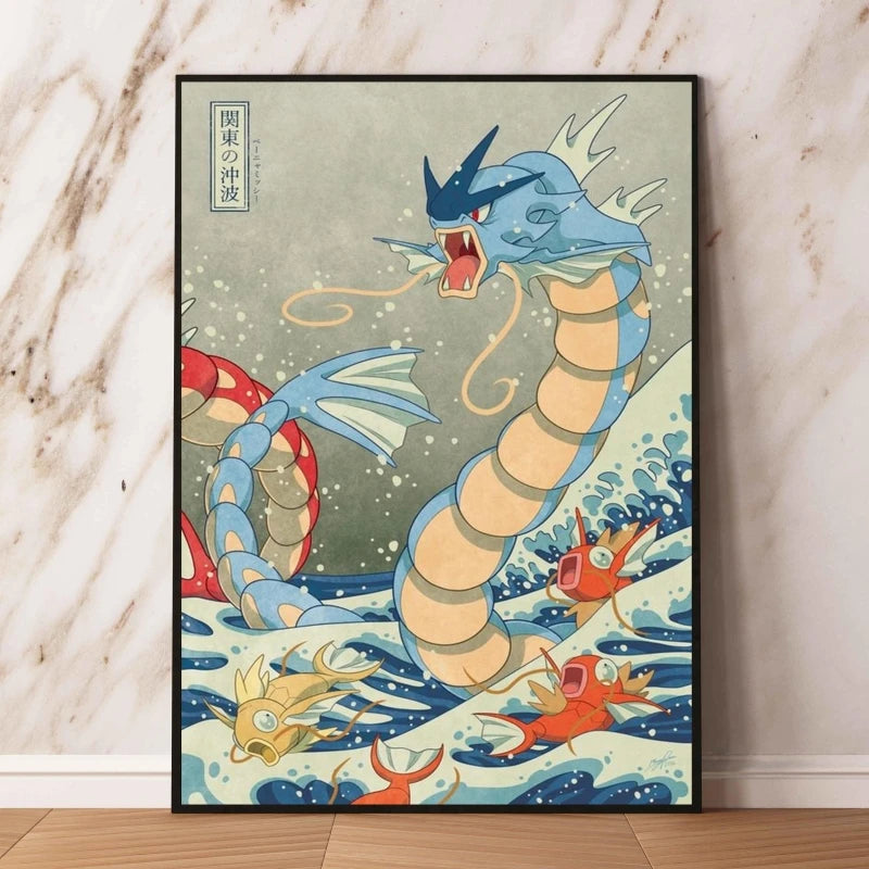 Anime Pokemon - Themed Decorative Painting Autumn Eevee and Pikachu Anime Character Wall Art Home Decor for Living Room