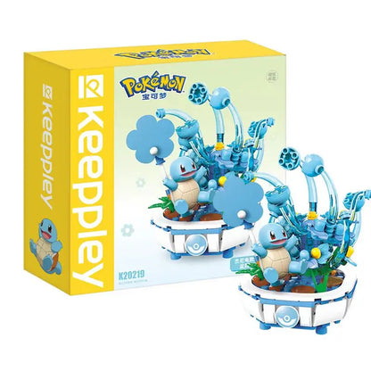 Anime Pokemon Building Block Figure Toys Pikachu Charmander Squirtle Cartoon Model Home Decoration Plant Potted Flower Brick Toy
